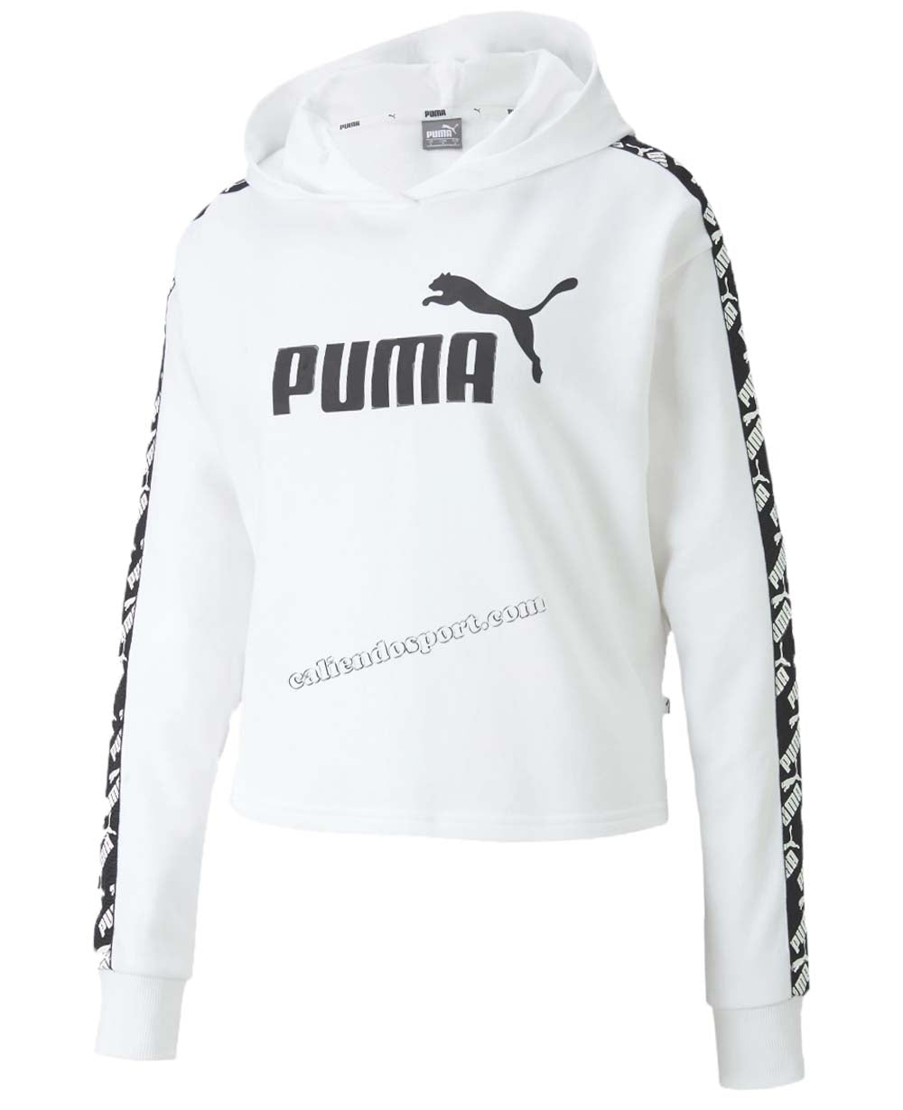 FELPA PUMA DONNA 581717 02 01 NERO BIANCO COTONE