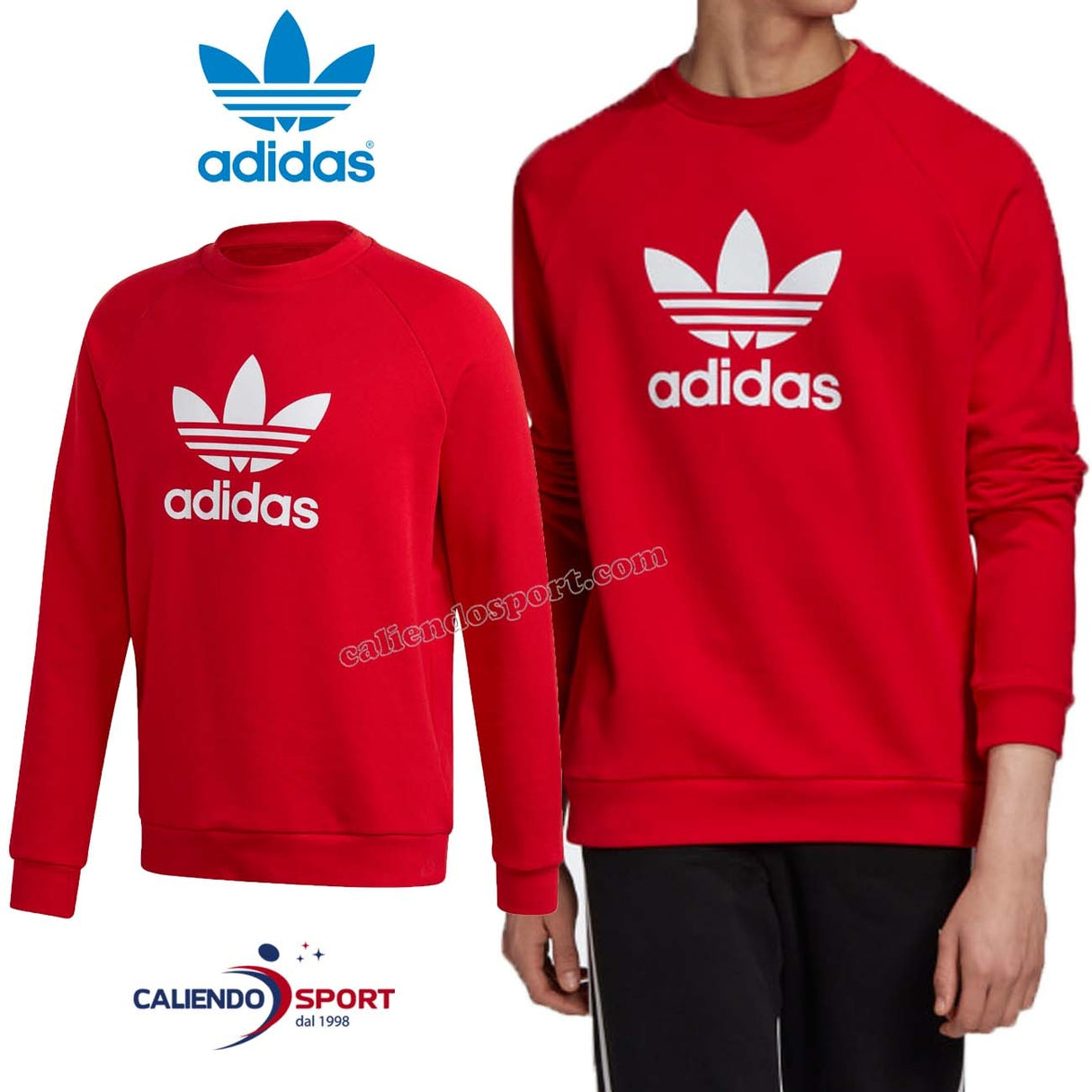 ADIDAS GD9926 TREFOIL WARM-UP CREW BRUSHED COTTON SWEATSHIRT