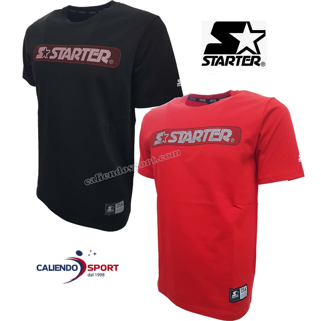 T-SHIRT STARTER 72943 NERO ROSSO COTONE