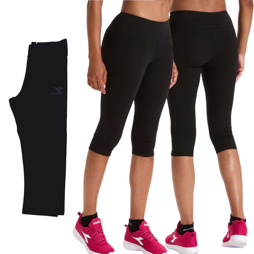 LEGGINGS 3/4 DIADORA DONNA 179813 PESCATORE NERO COTONE