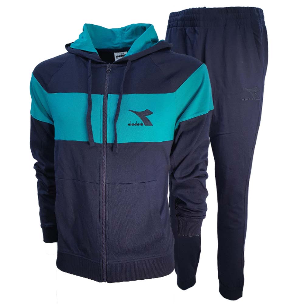 SURVÊTEMENT HOMME DIADORA 179371 BLEU NOIR COTON BROSSÉ