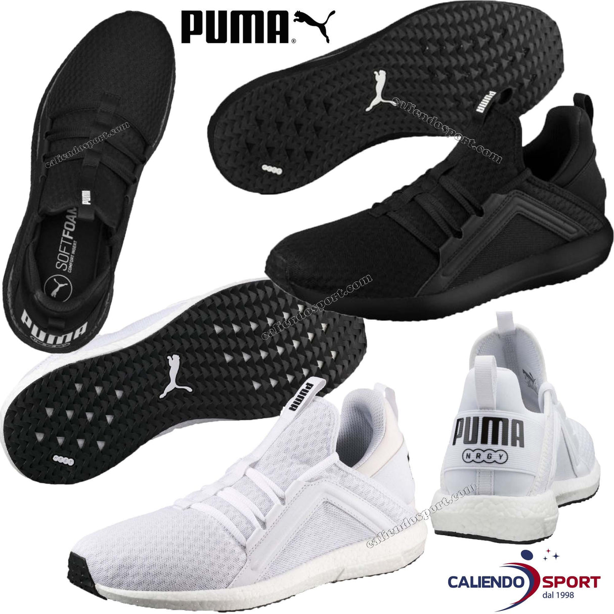 SCARPA PUMA 190368 06 05 UOMO DONNA NERO BIANCO MEGA NRGY SPORT