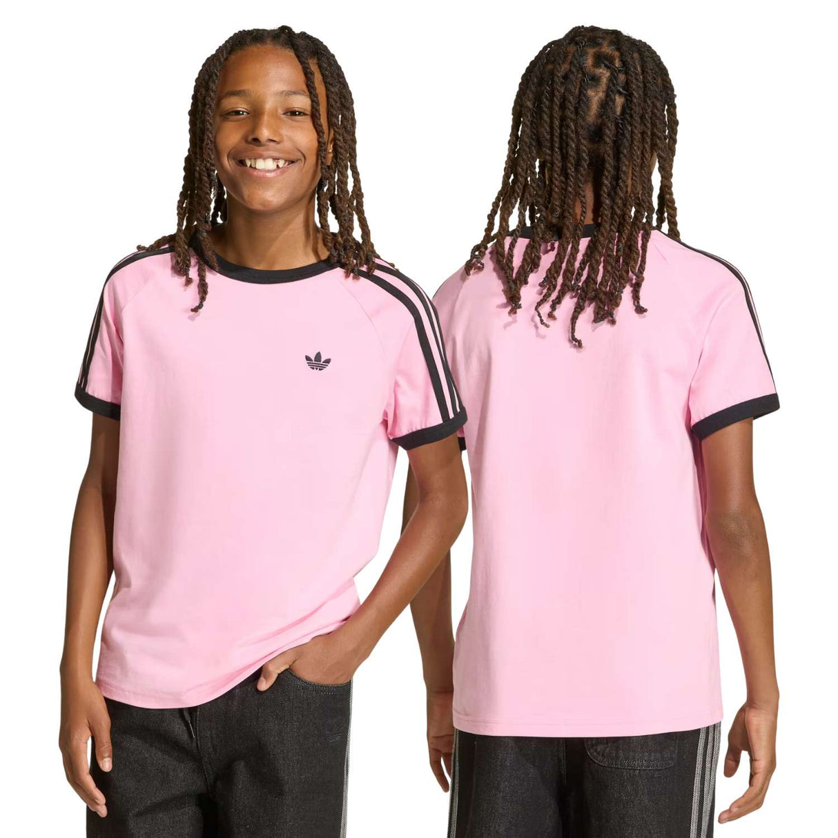 T-SHIRT RAGAZZI ADIDAS KE0922 3 STRISCE COTONE ROSA
