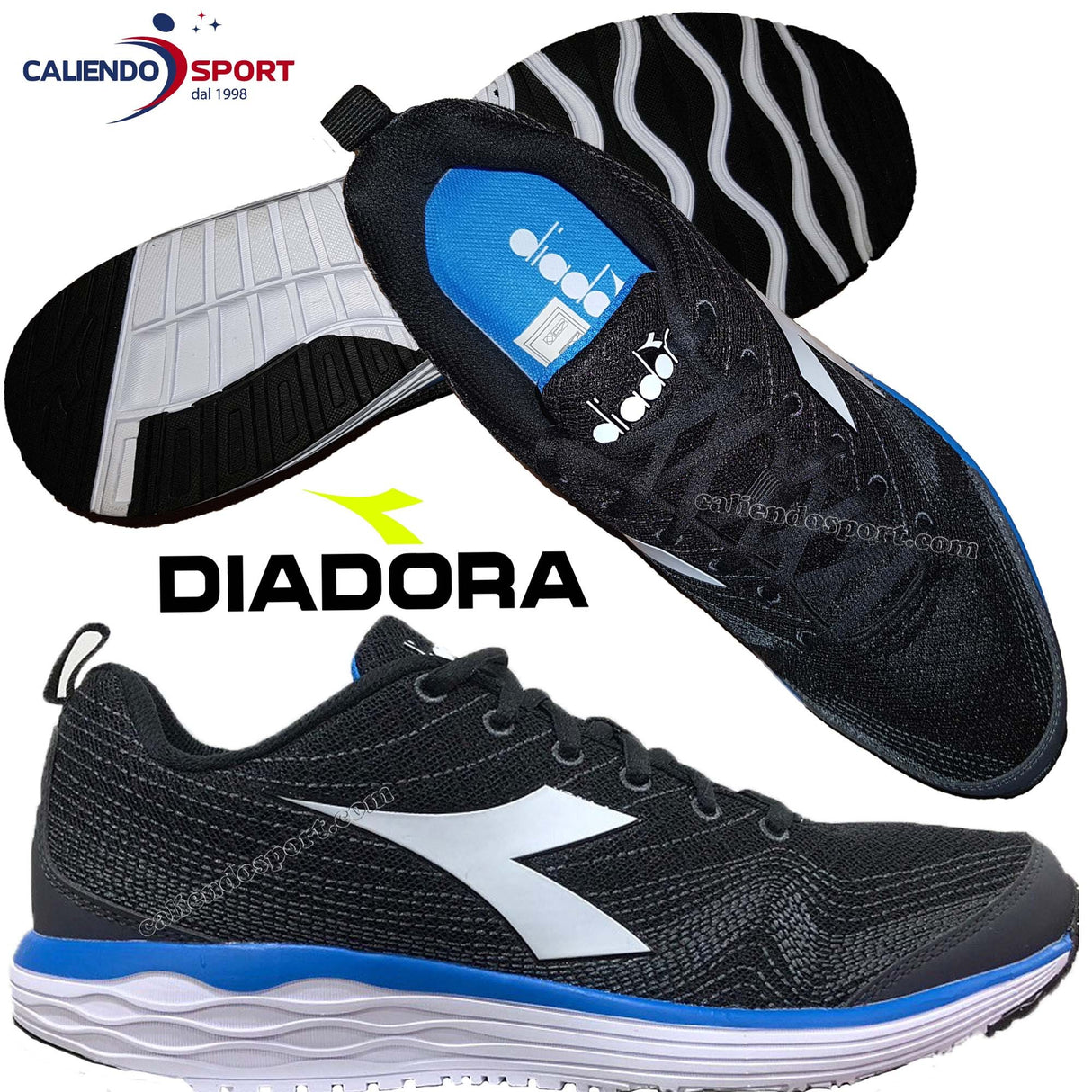 SCARPA UOMO DIADORA FLAMINGO 172873 C6616 NERO RUNNING CORSA FITNESS