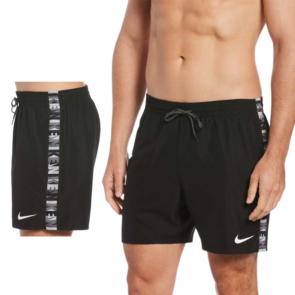 NIKE NESSC473 001 LOGO TAPE 5 VOLLEY BLACK MEN'S SWIMSUIT