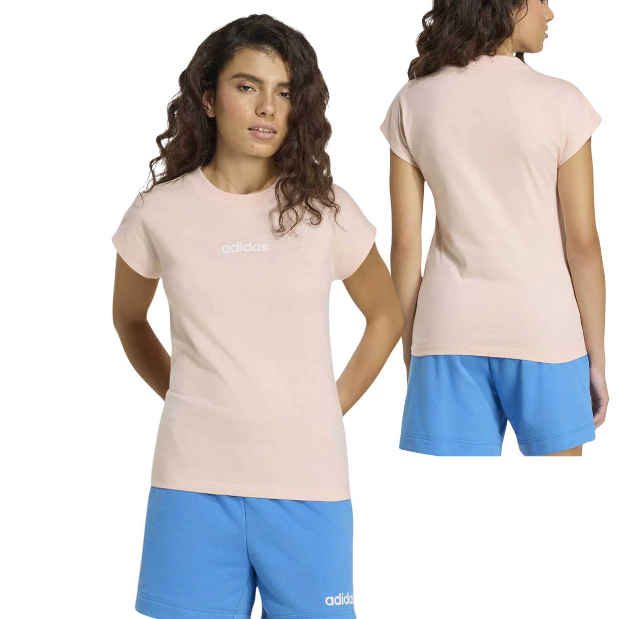 T-SHIRT DONNA ADIDAS KC5195 ESSENTIALS LENEAR COTONE ROSA