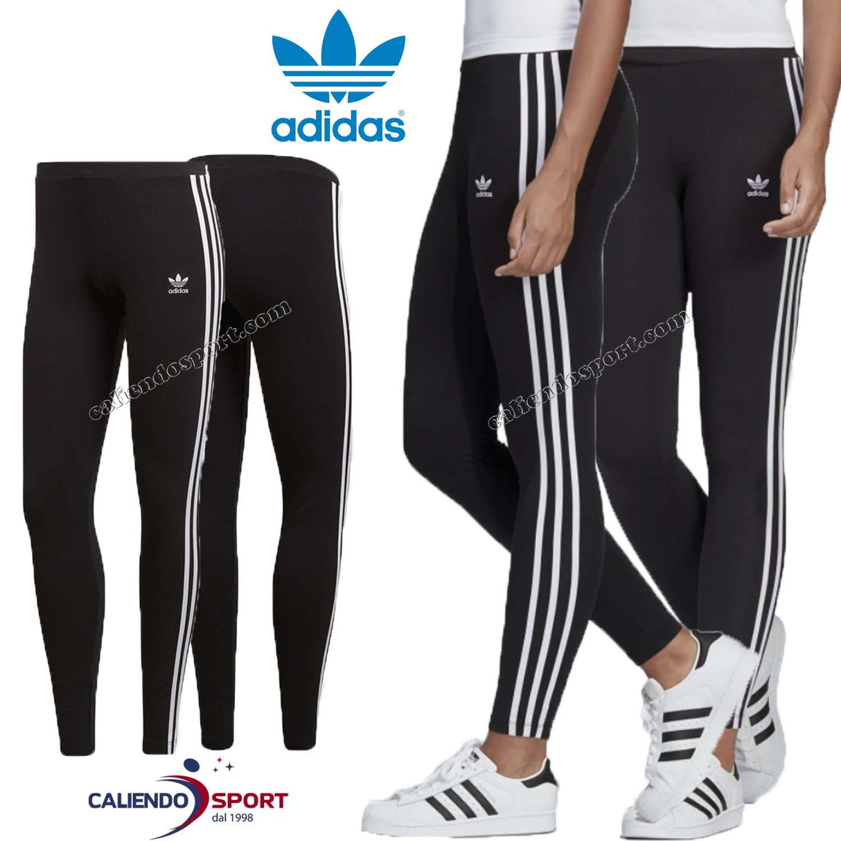 LEGGINS DONNA ADIDAS ORIGINALS CE2441 NERO BIANCO 3 STR TIGHT SPORT