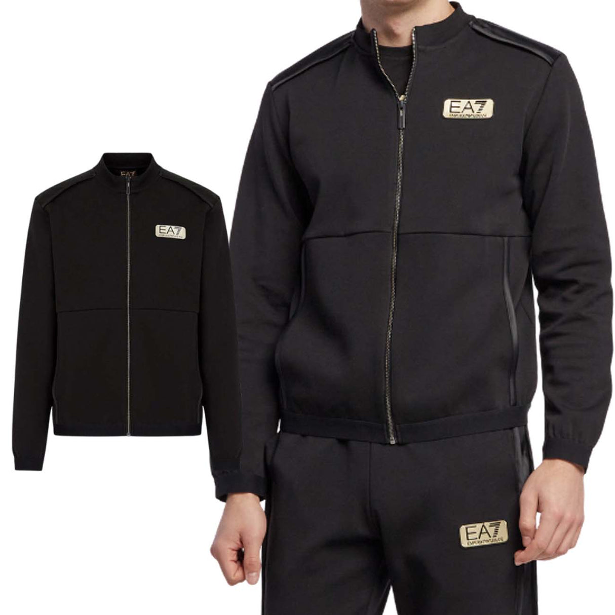 ARMANI EA7 3LPM25PJFAZ BLACK FULL ZIP SWEATSHIRT