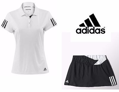 Adidas Women's TENNIS Set Polo + Skirt Response Sport S15782 S15783 WHITE BLACK