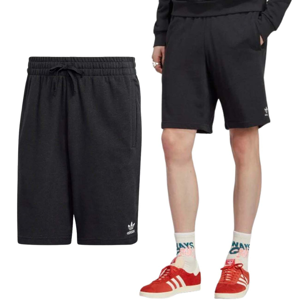 ADIDAS HR8617 ESSENTIALS BLACK COTTON SHORTS