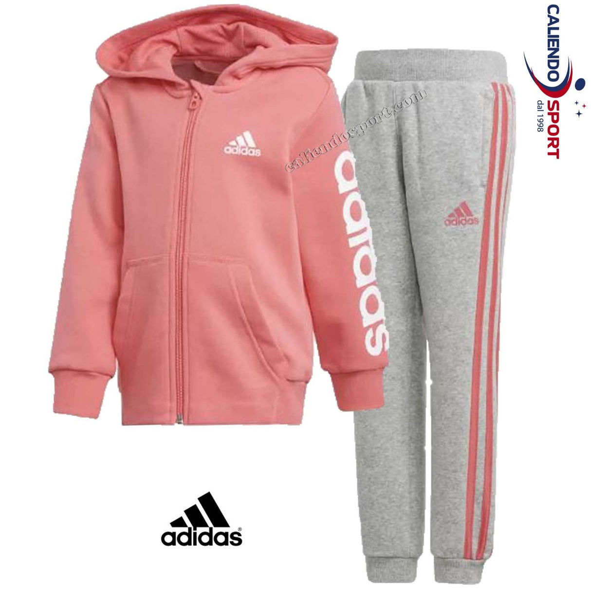 TUTA ADIDAS RAGAZZA DJ1510 HOJO ROSA GRIGIO SPORT PALESTRA FELPATA