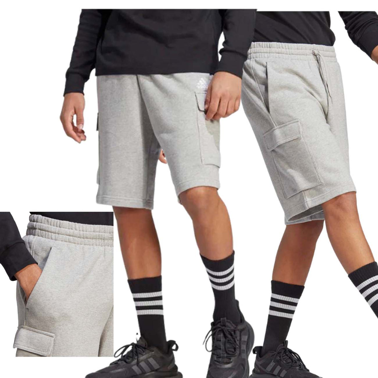 ADIDAS HA4340 ESSENTIALS CARGO SHORTS GREY