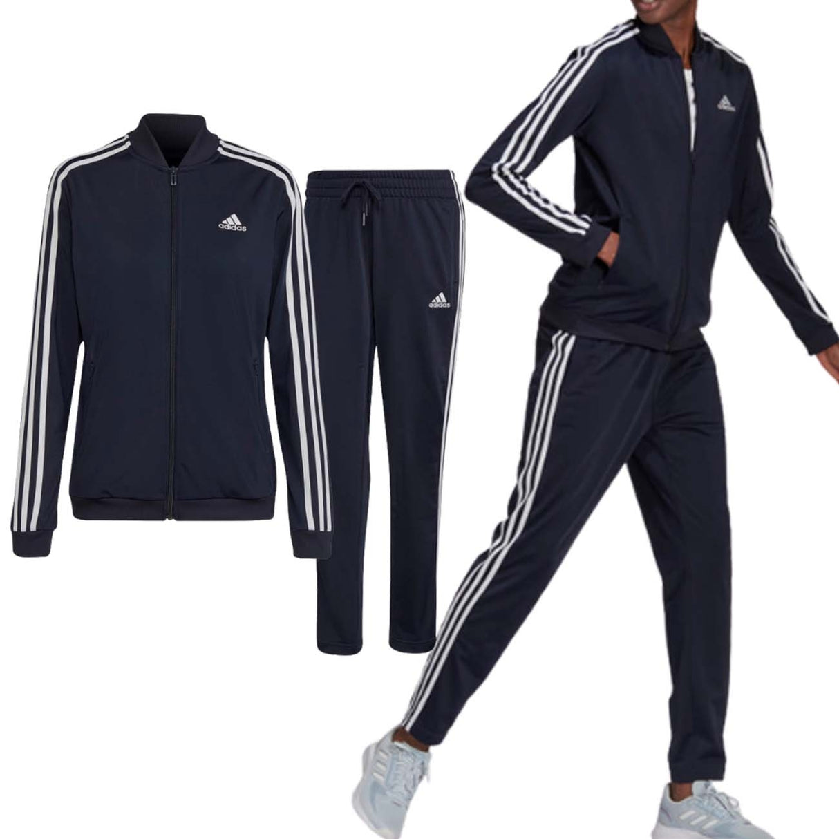 TUTA ACETATA ADIDAS H10155 ESSENTIALS 3 STRISCE BLU