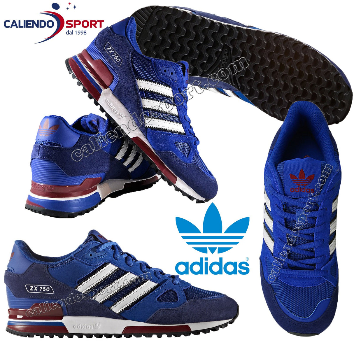SCARPA UOMO DONNA ADIDAS ZX 750 BB1220 AZZURRO SPORT CASUAL UNISEX