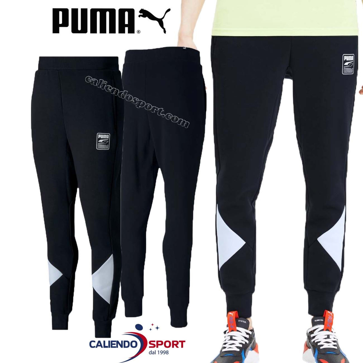 PANTALONE PUMA 583499 01 NERO REBEL BLOK COTONE FELPATO