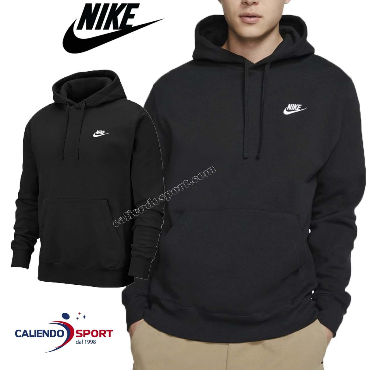 NIKE BV2654 010 BLACK CLUB FLEECE COTTON SWEATSHIRT