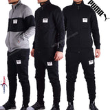 PUMA MEN'S TRACKSUIT 851563 01 BLACK 851563 03 GREY FLEECE COTTON REBEL BLOOK SPORT GYM
