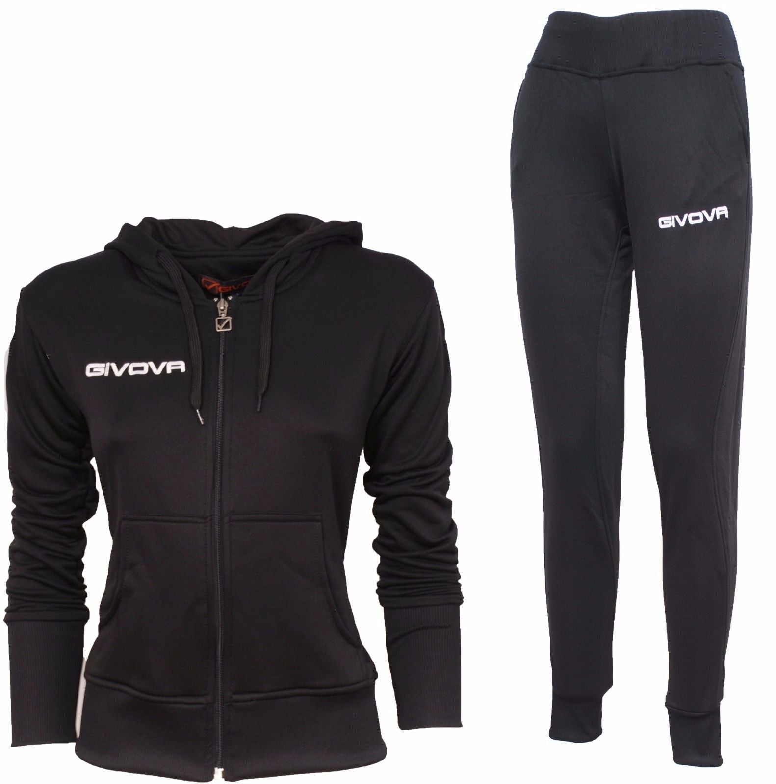 Givova Women's Triacetate Bielastic Gym Workout Suit – Black/Blue TR015 Full Tracksuit