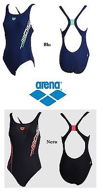 Arena Women's One Piece Swimsuit RACE HIGH Black Blue Water Pool Sea Sport 86028