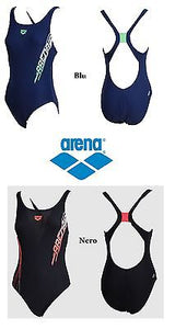 Arena Women's One Piece Swimsuit RACE HIGH Black Blue Water Pool Sea Sport 86028