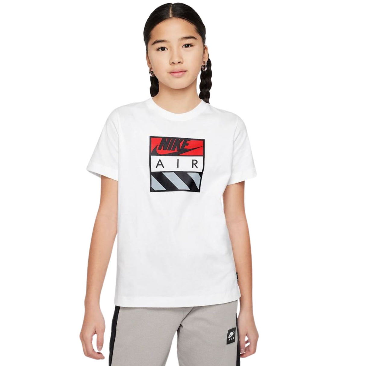T-SHIRT RAGAZZI NIKE HQ4419 100 COTONE BIANCO