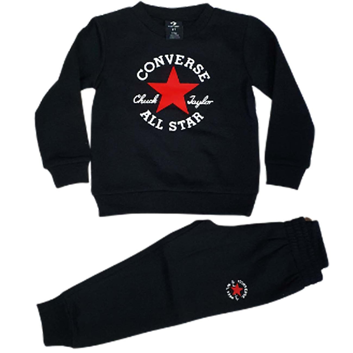 TUTA BAMBINI CONVERSE 8CG574 023 NERO COTONE FELPATO
