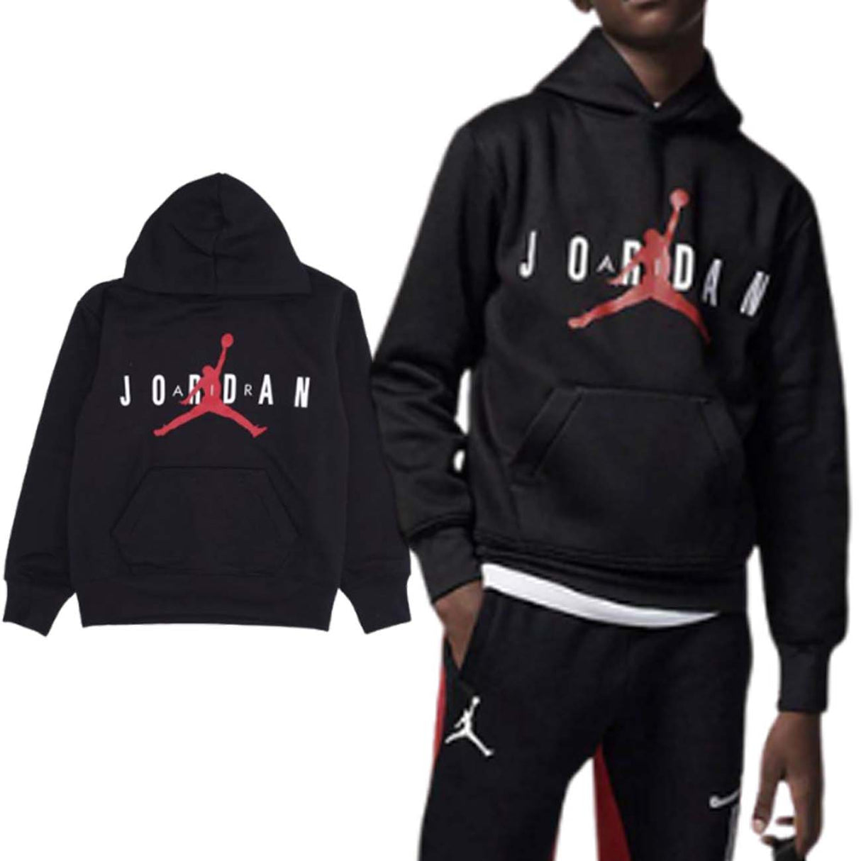 SWEAT-SHIRT JORDAN POUR GARÇONS 95B910 ESSENTIALS EN POLAIRE DE COTON NOIR