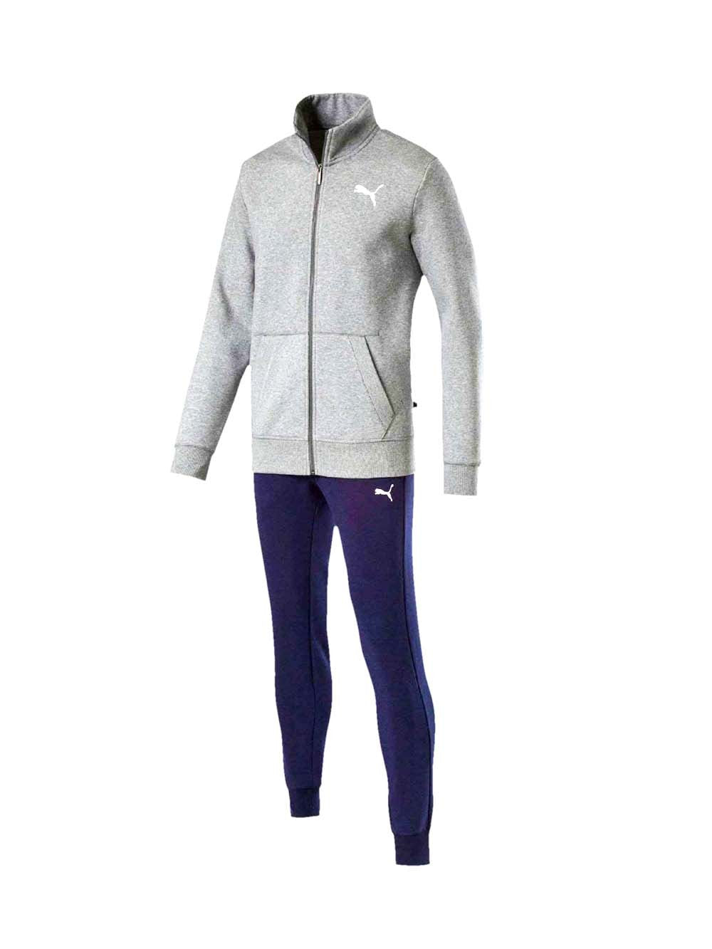 PUMA MEN'S TRACKSUIT 851555 BLUE GREY COTTON FLEECE STYLE GOOD SWEAT GYM SPORT