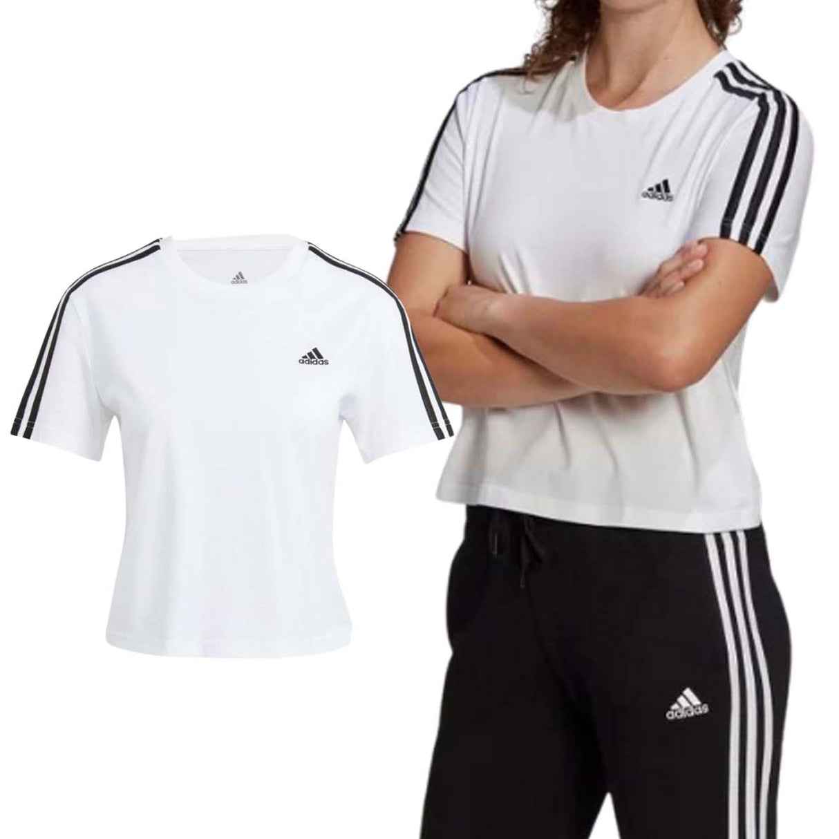 T-SHIRT DONNA ADIDAS GL0778 LOOSE BIANCO CROPPED