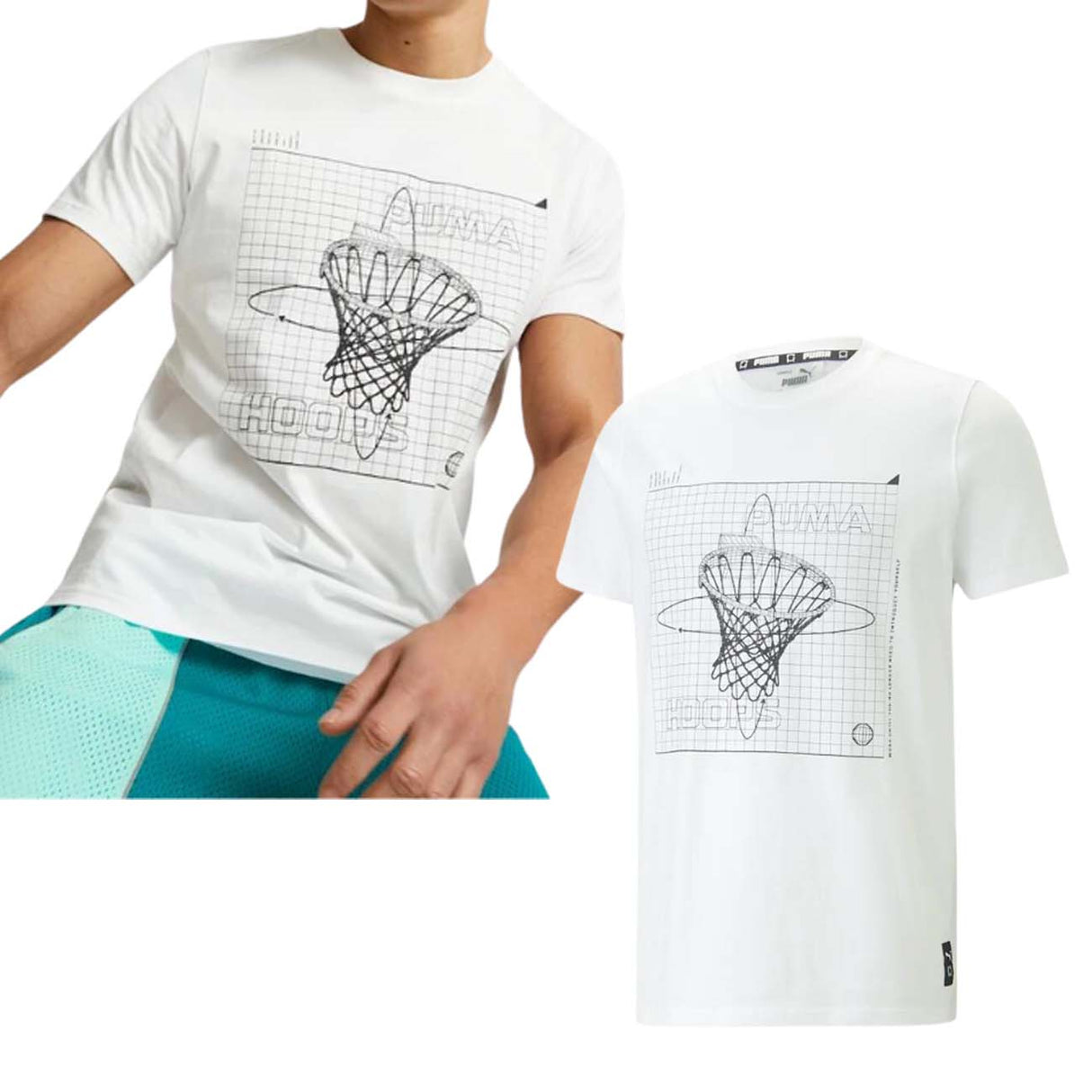T-SHIRT PUMA 538572 COTONE BASKET BIANCO