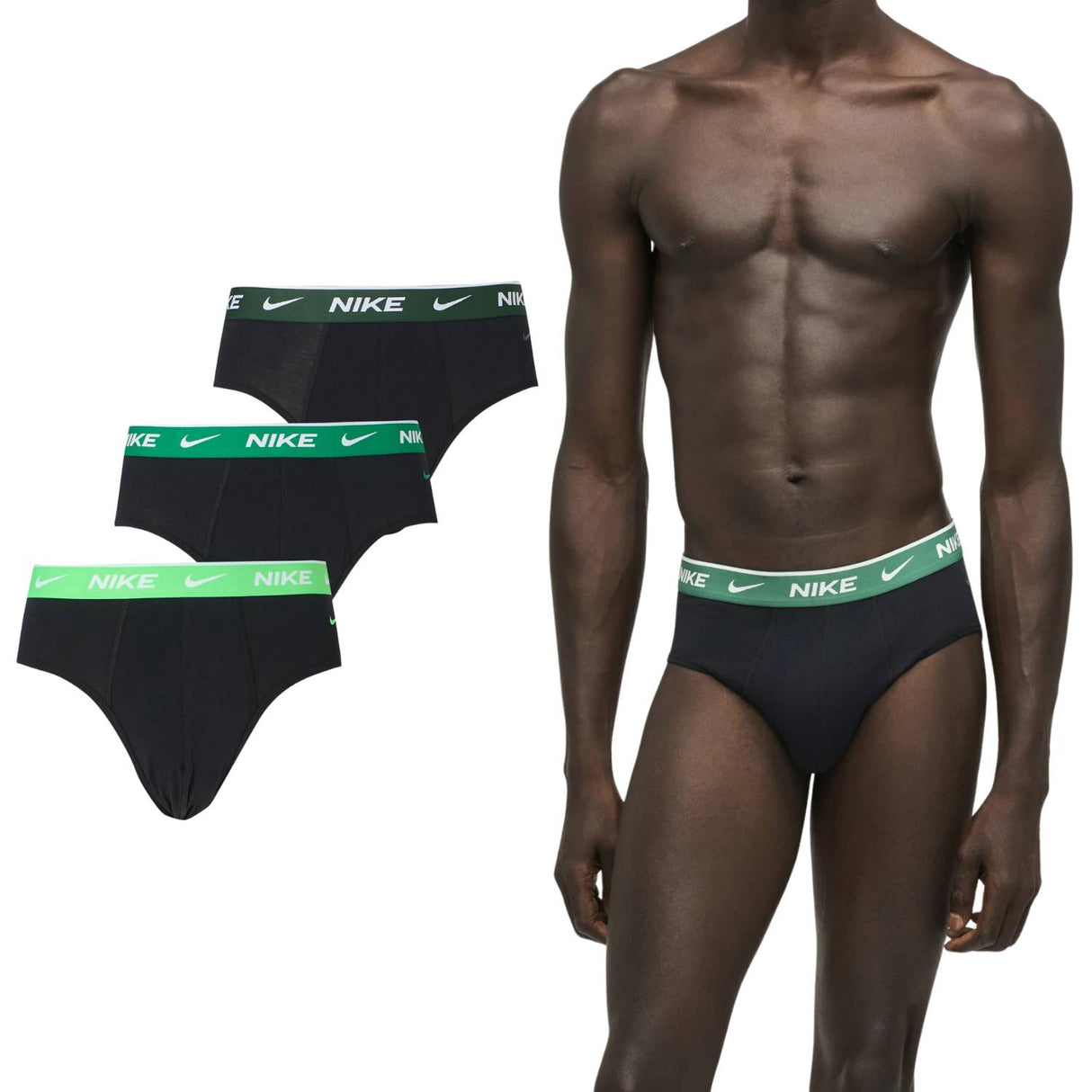 SLIP NIKE NQ00KE1283 06S BRIEF ELASTICO LOGATO 3 PEZZI NERO