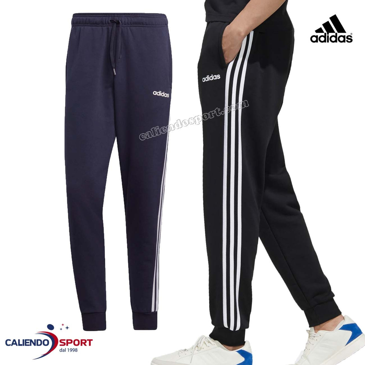 PANTALONE ADIDAS DU0478 DU0468 NERO BLU COTONE