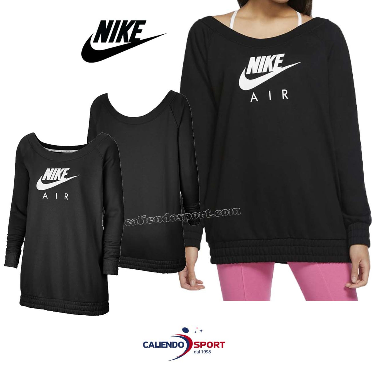 FELPA NIKE DONNA CU5426 010 NERO AIR CREW