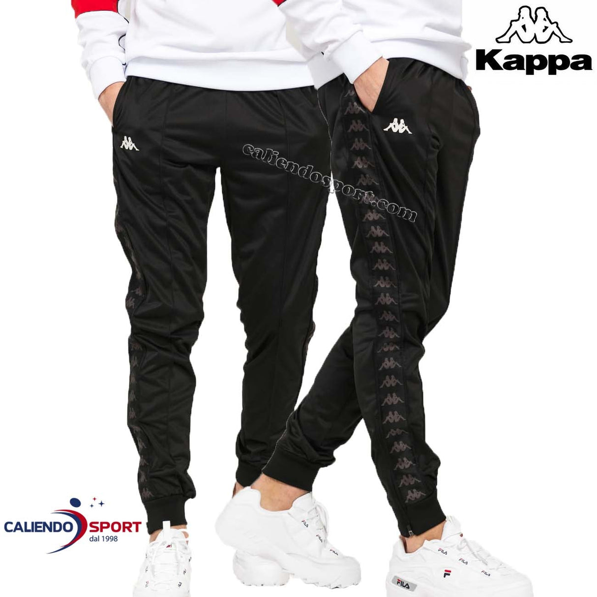 PANTALONE KAPPA 303KUC0 A56 NERO 222 BANDA RASTORIA SLIM