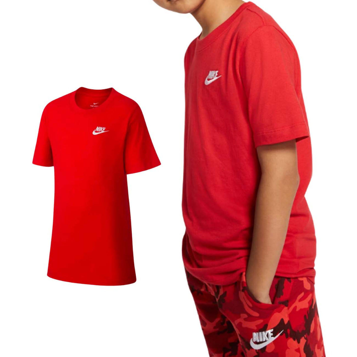 T-SHIRT NIKE BAMBINO AR5254 657 ROSSO COTONE SPORTSWEAR