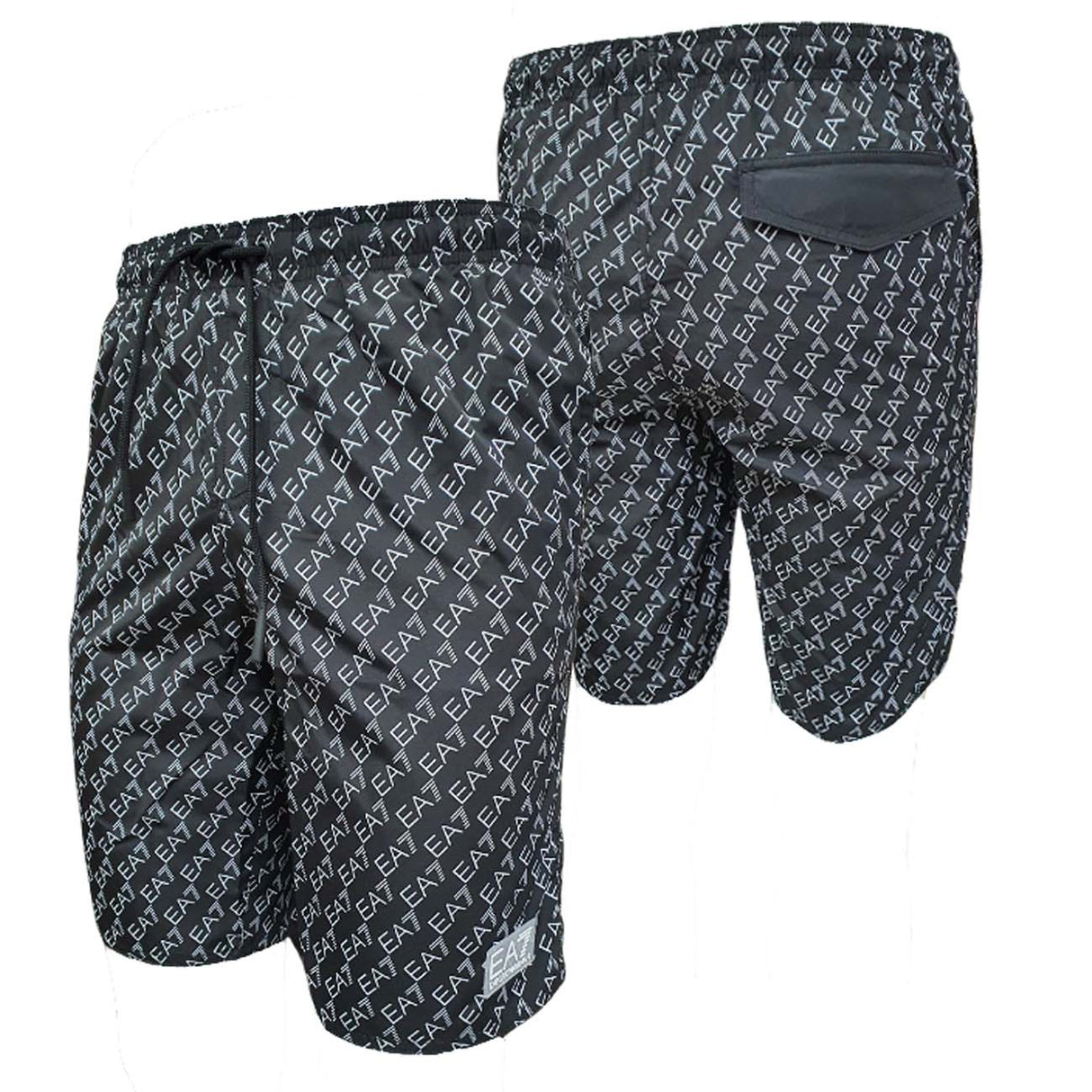 ARMANI EA7 MEN'S SWIMSUIT 902047 2R762 BLACK MULTILOGO