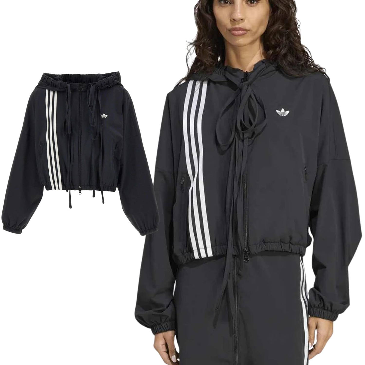 GIACCA DONNA ADIDAS JX2698 RIBBON OFF PLACED 3 STRIPES NERO