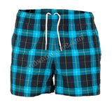 COSTUME UOMO REEBOK QUADRI NERO CELESTE MARE PANTALONCINO SHORT