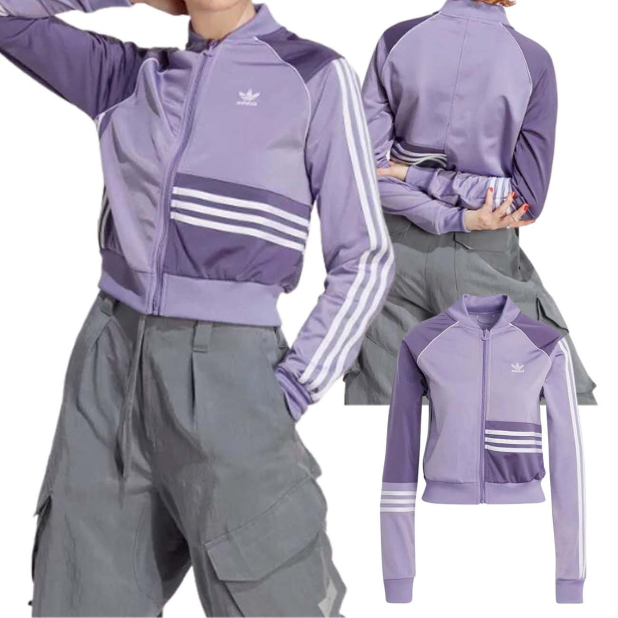 ADIDAS IC2375 CROP PURPLE ACETATE WOMEN'S JACKET