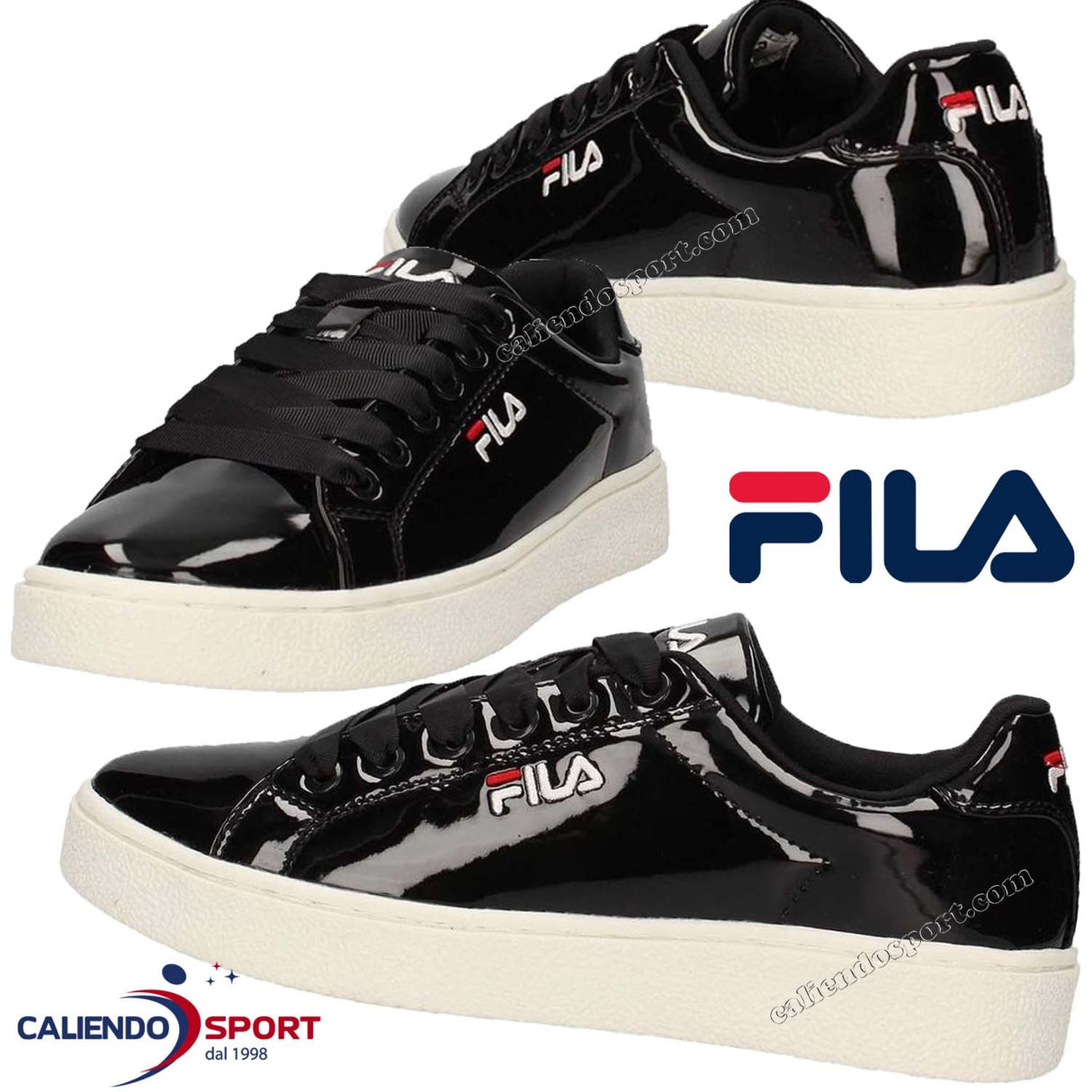 SCARPA FILA DONNA 1010470 UPSTAGE F LOW WMN SNEAKER NERO EFFETTO   VERNICE