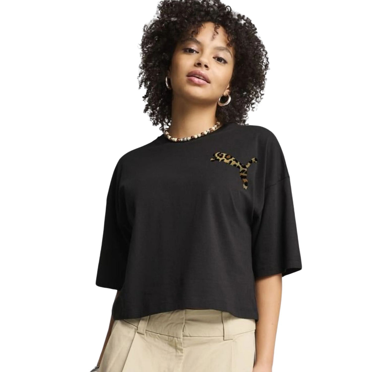 T-SHIRT DONNA PUMA 632337-01 LEO LUXE NERO OVERSIZE