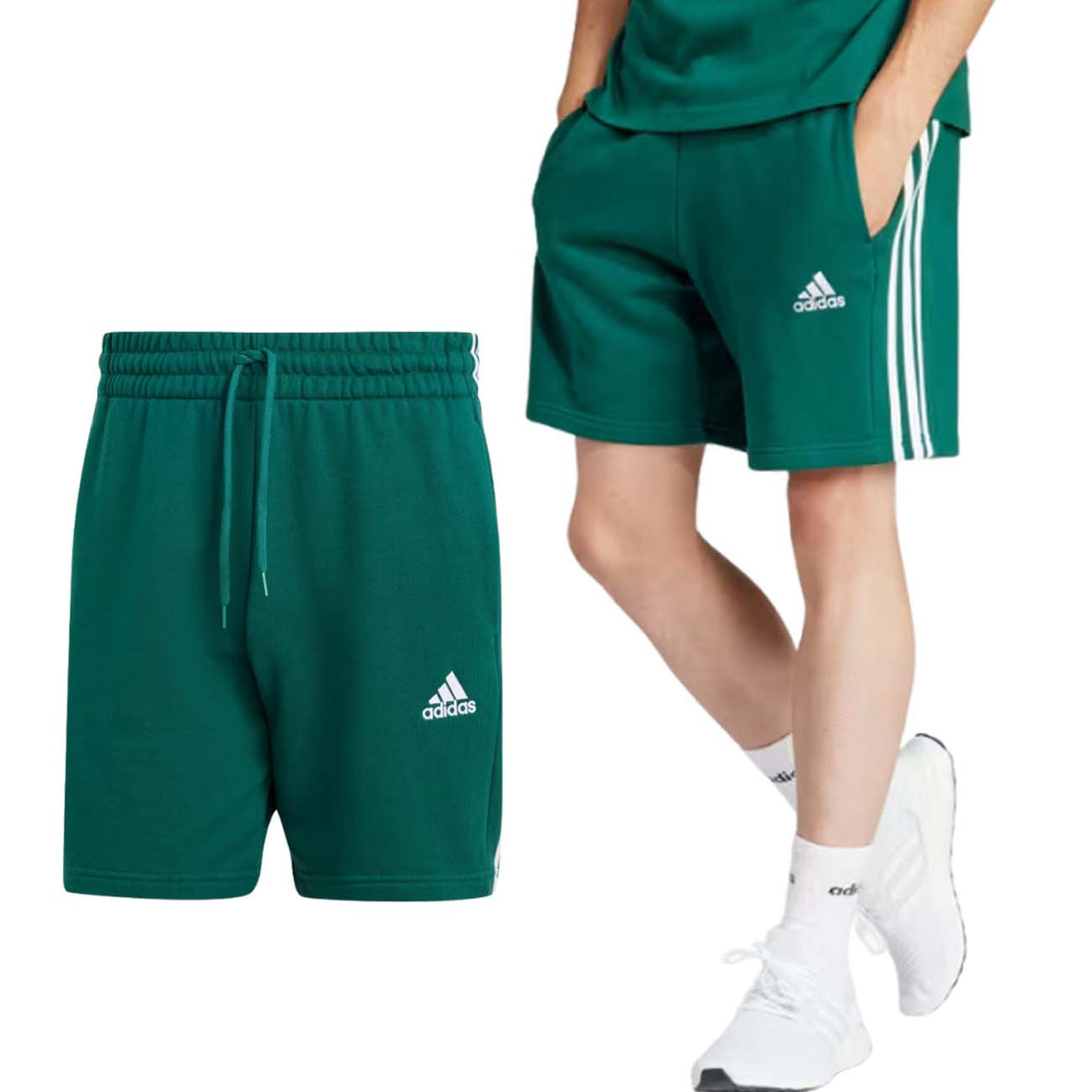 PANTALONCINO ADIDAS IS1342 ESSENTIALS COTONE VERDE