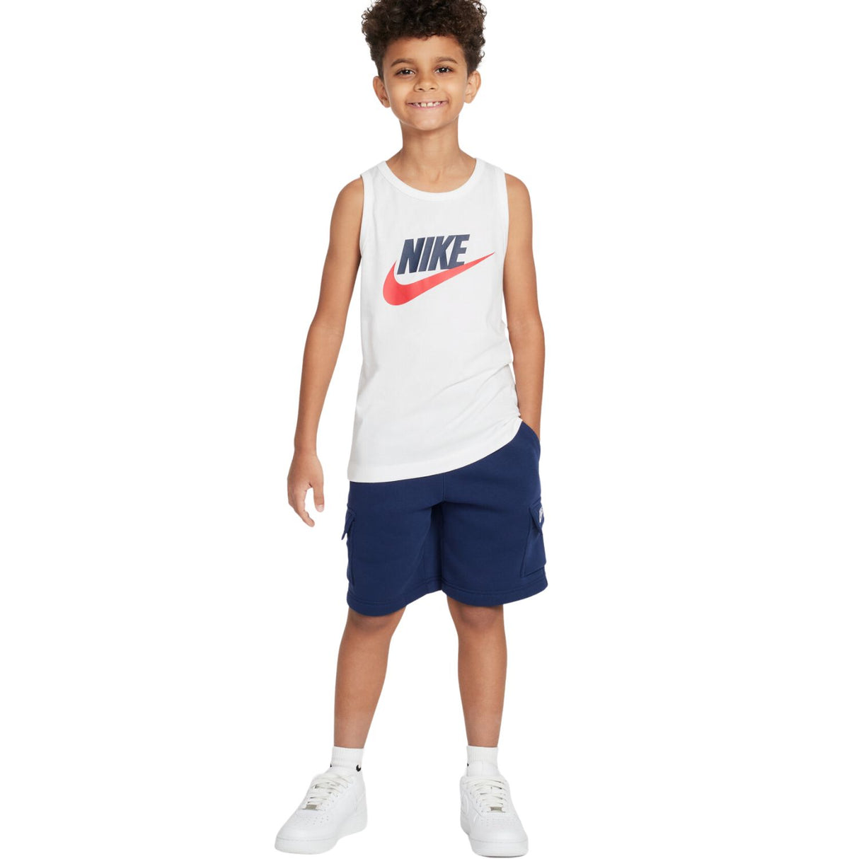 CANOTTA RAGAZZI NIKE HM5843-100 SPORTWEAR COTONE BIANCO