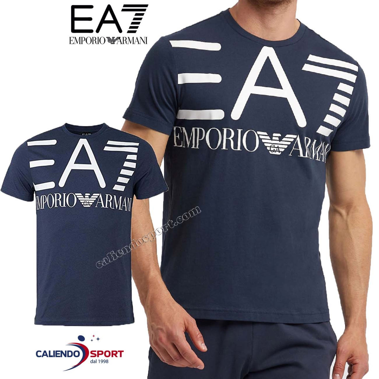 T-SHIRT EN COTON BLEU POUR HOMMES EMPORIO ARMANI 3GPT06 PJ02Z