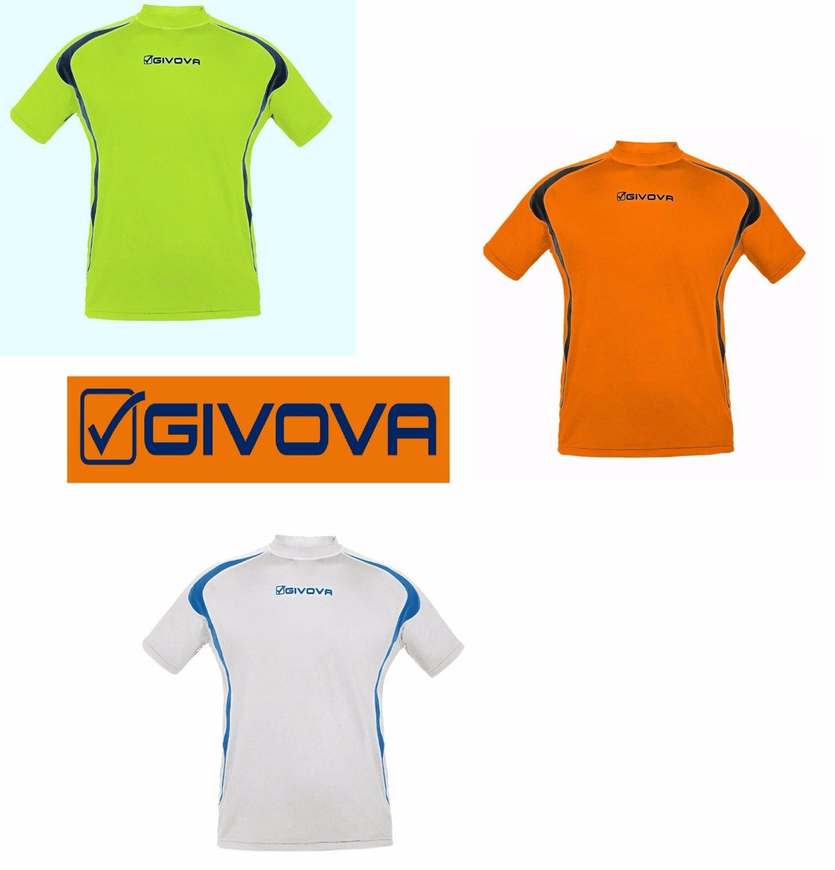 Maillot Running GIVOVA LR04 Gym Race Fluo T-Shirt Homme Blanc Jaune Orange