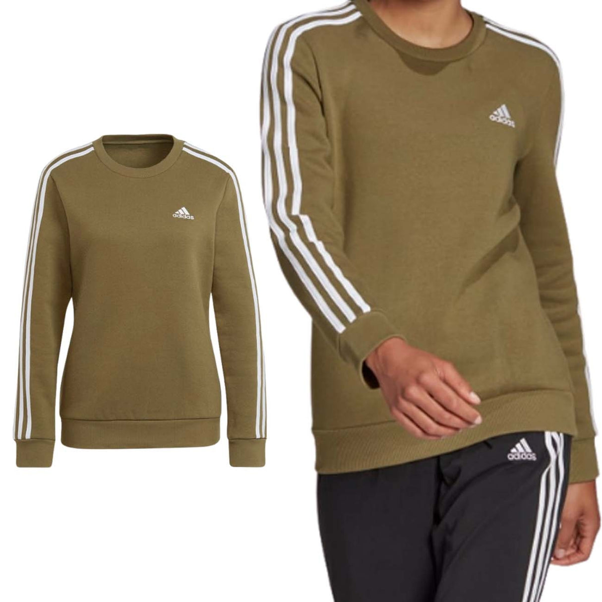 FELPA ADIDAS H10195 3 STRISCE ESSENTIALS VERDE