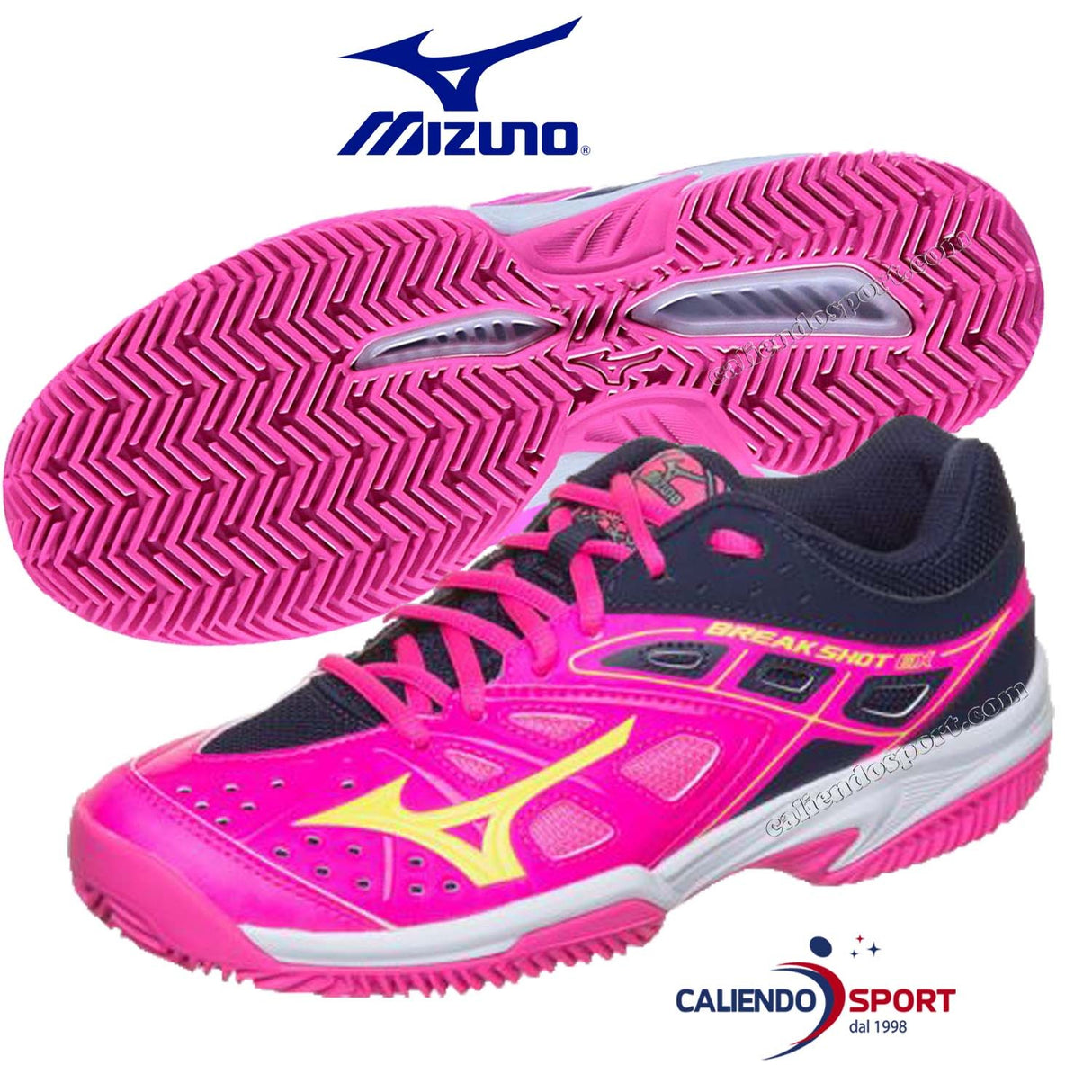 SCARPA MIZUNO DONNA TENNIS 61GC172645 BREAK SHOT EX CC ROSA NERO SPORT