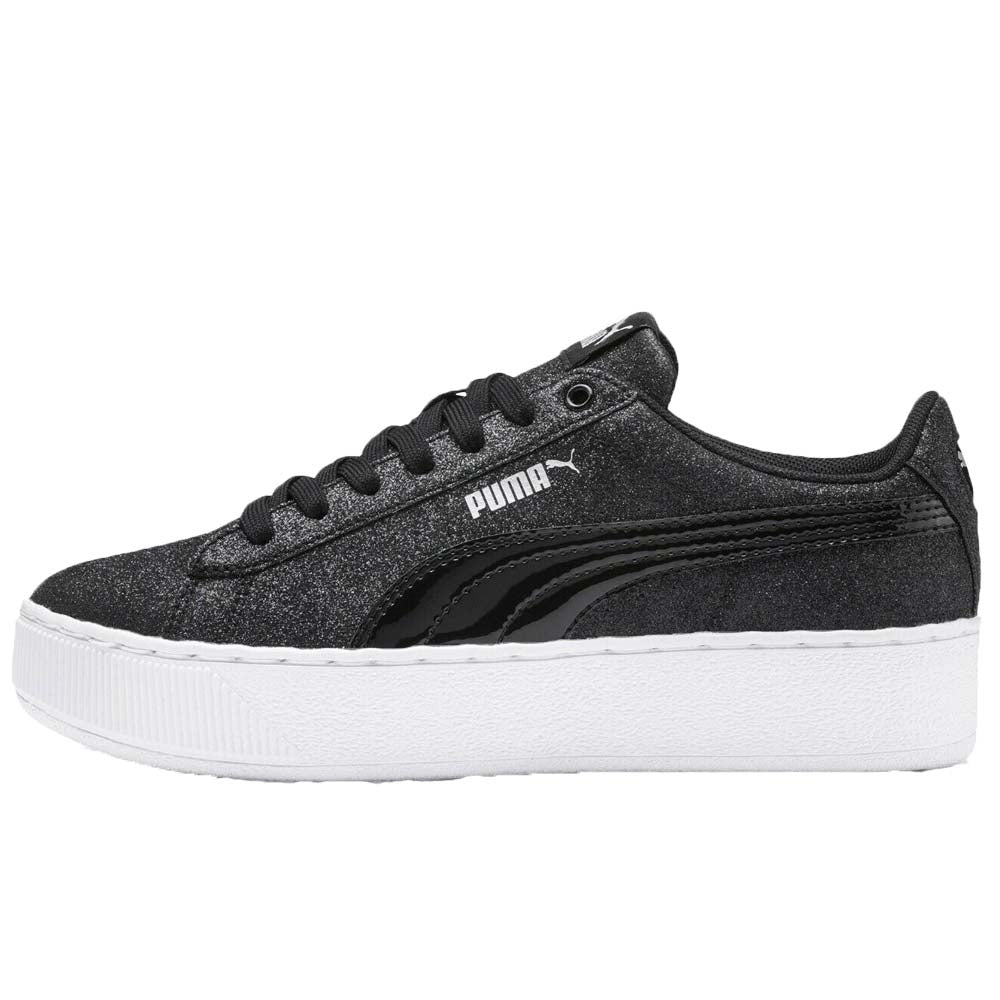 PUMA KIDS SHOES 370171 08 09 BLACK GREY VIKKY PLATFORM GLILZ PS