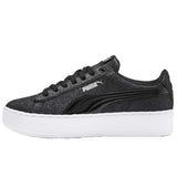 PUMA KIDS SHOES 370171 08 09 BLACK GREY VIKKY PLATFORM GLILZ PS