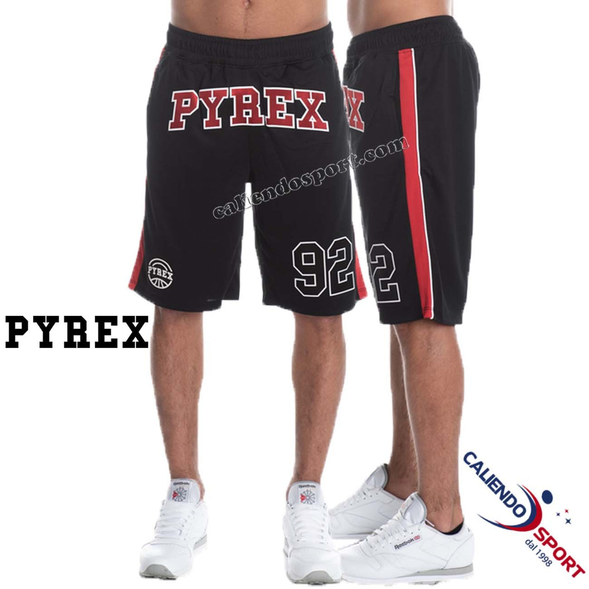 BERMUDA PYREX MEN 40185 BLACK RED SPORT